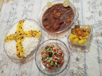 زرشک پلو با مرغ رب اناری