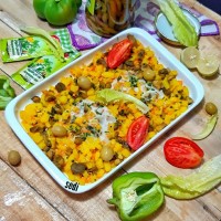 خوراک سیب زمینی با گوجه و ریحان