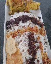 عدس پلو با پیازداغ چیپسی