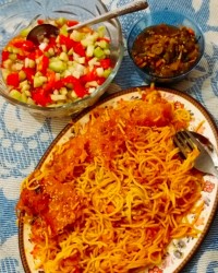 ماکارونی با ته دیگ کنجدی مقوی✔✔