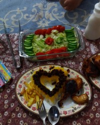 زرشک پلو قالبی سه رنگ