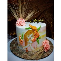 کیک تولد طرح دختر پاییزی