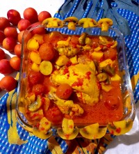 تاس کباب قارچ وآلو