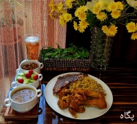 باقالی پلو ماهیچه با ته دیگ کاهو