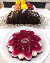 ژله دورنگ ، کیک شکلاتی