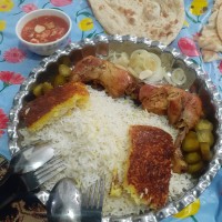 پلو مرغ دودی غذای دو نفره ی من و همسرم