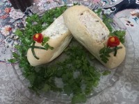 تزئین الویه با نان باگت مدل کفش