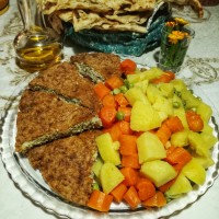 کوکو گوشت با سبزیجات آ بپز