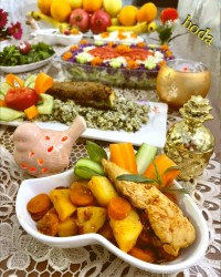 خوراک مرغ و سبزیجات