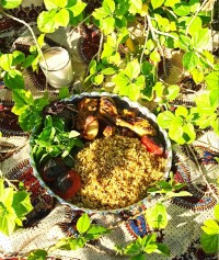 پلو ماش با مرغ کبابی