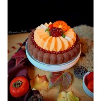 کیک خرمالو با رویه فرنی بستنی