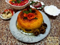 ته چین مرغ وبادمجون