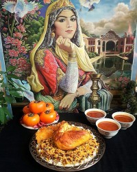 زرشک پلو با مرغ زعفرانی