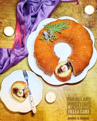 کیک با مغزی موز و پودینگ