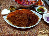 رشته پلو ،با گوشت وخرما کشمش