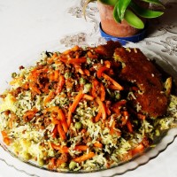 شوید نخود پلو با گوشت چرخ کرده و هویج