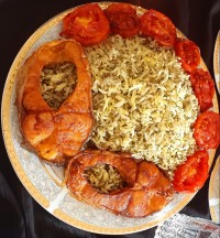 شوید پلو با ماهی سالمون