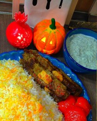 کباب نگین دار تابه ای، بورانی اسفناج