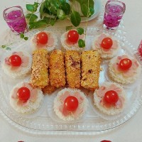 کاناپ ژامبون رول سوخاری قارچ و پنیر