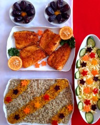 سبزی پلو با ماهی سوخاری