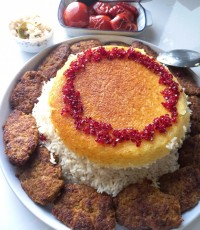 کتلت و ته دیگ زعفرانی