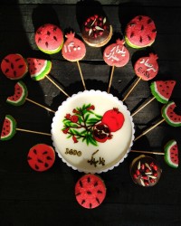 ژله تصویری،کوکی با رویه آیسینگ وکلوچه یلدایی