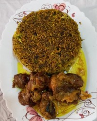 سبزی پلو با ماهیچه نهار اقای دکتر گلم