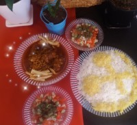 پلو زعفرانی وقیمه مرغ ناهار روز جمعمون