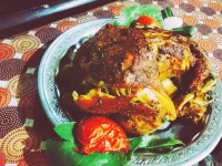 مرغ شکم پر ،نمک پز