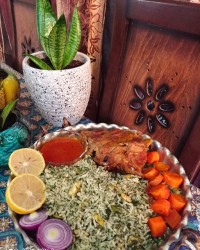 باقالی پلو با گردن گوسفندی