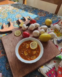 خوراک عدس و قارچ