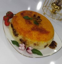 ته چین مرغ وبادمجان