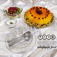 شام عجله ای تهچین آماده شده آلبالو برای خانوادم