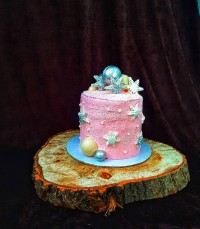 کیک جذاب صورتی و زمستونی