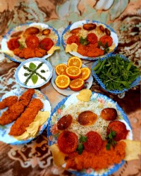 شینسل مرغ با مخلفات
