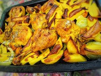 مرغ و سیب زمینی در فر