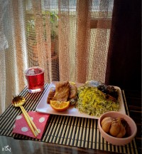 سبزی پلو ماهی با ته دیگ کاهو