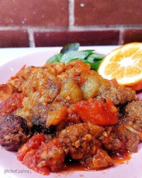 خورش بادمجان با گوشت قلقلی