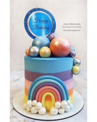 کیک رنگین کمان کیک رنگارنگ