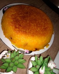 ته چین مرغ وبادمجان