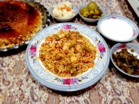 لوبیا پلو با مرغ