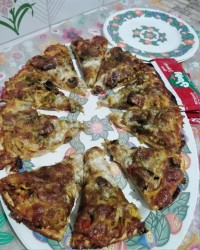 بعد از مدتها بازم پیتزا مرغ وقارچ