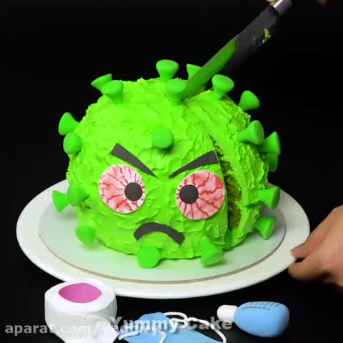 تزئین کیک به شکل کرونا ویروس