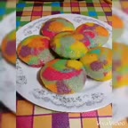 کاپ کیک رنگین کمان بدون فر