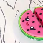 کیک هندوانه شب یلدا با روکش فوندانت